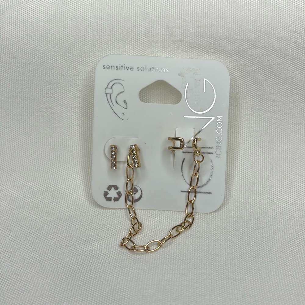 Icing Earring and Ear Cuff Set Gold